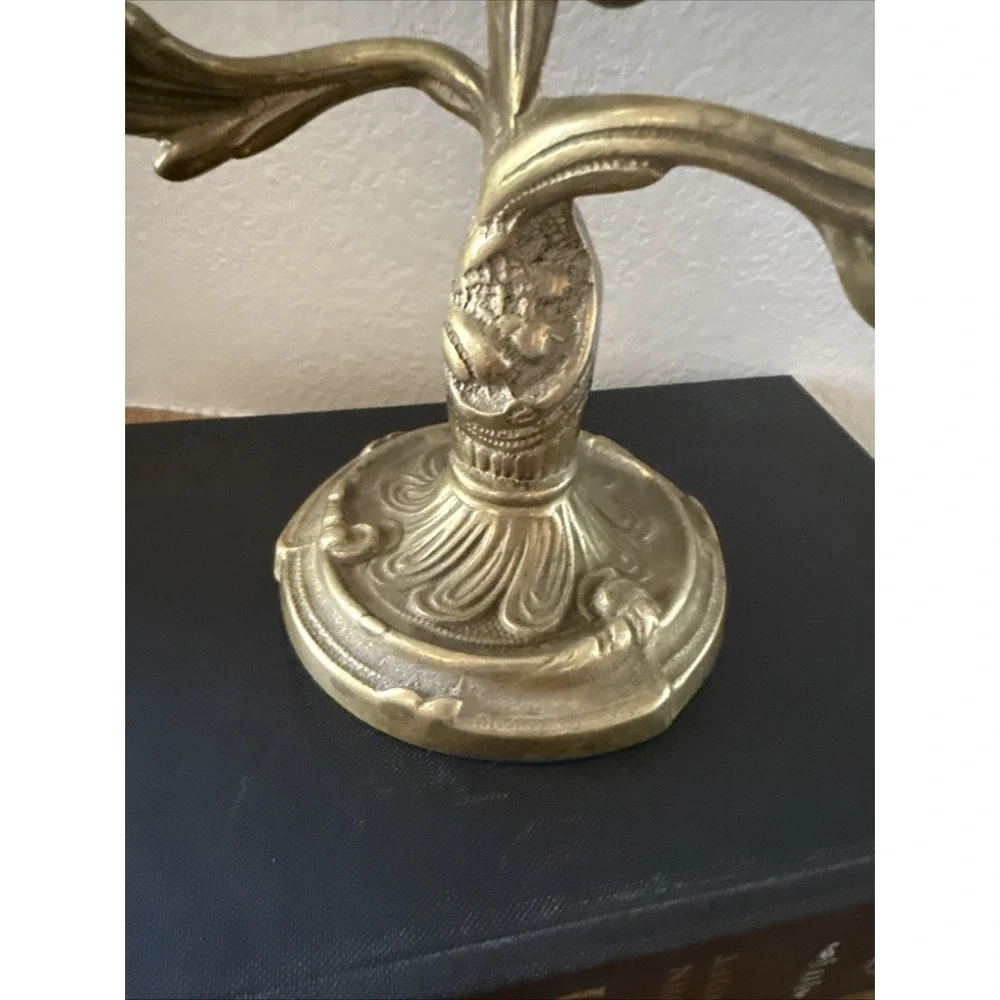 Vintage Solid Brass European French Louis XV Style 2-Arm Candelabra